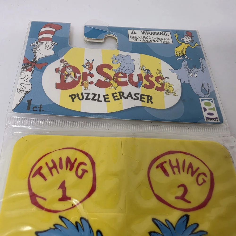Dr Suess Puzzle Erasers Thing 1 & 2 Horton Hears a Who Green Eggs and Ham Lot 3